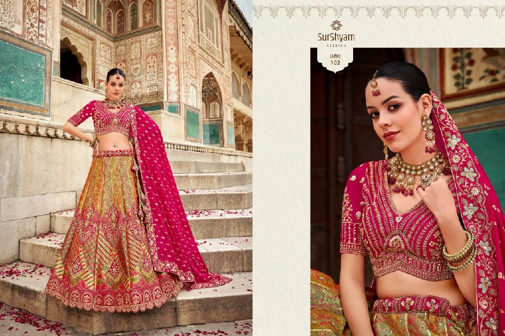 SurShyam Kalamkari D.no 101 To 110 Series Wholesale Bridal Designer Lehengas