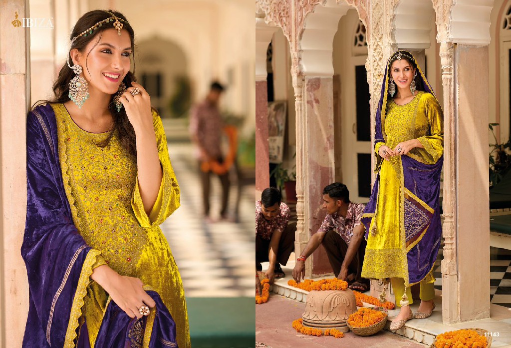 Ibiza Ek Prem Katha Wholesale Pure Viscose Velvet With Embroidery Work Winter Suits