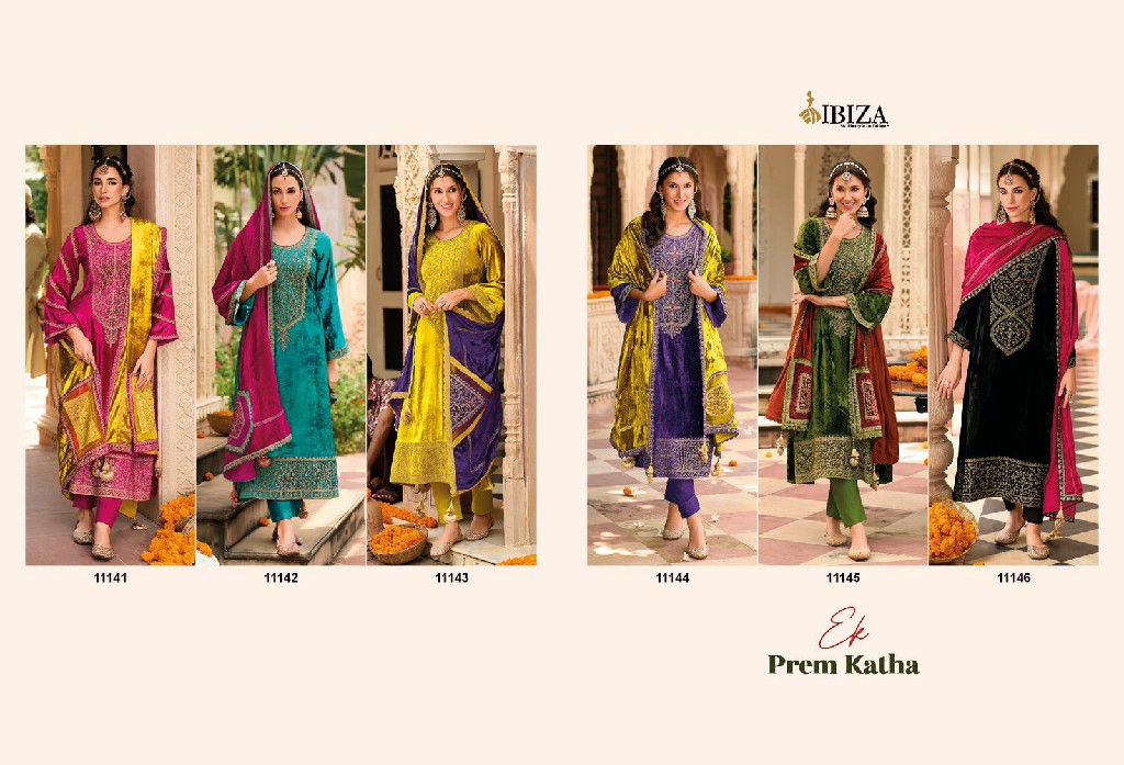 Ibiza Ek Prem Katha Wholesale Pure Viscose Velvet With Embroidery Work Winter Suits