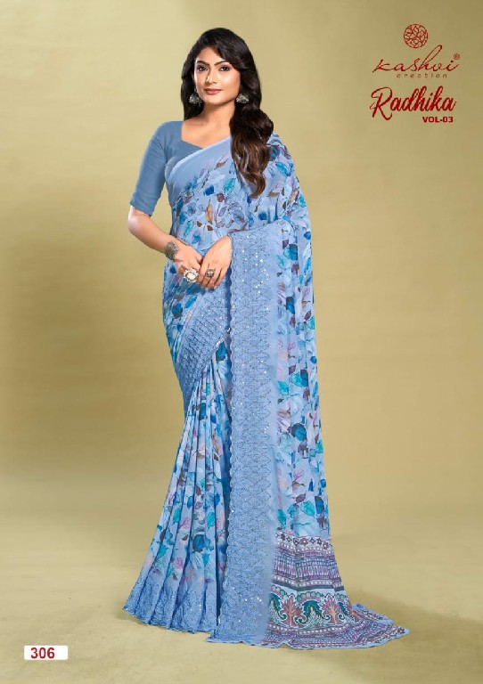 Kashvi Radhika Vol-3 Wholesale Weightless With Embroidery Work Sarees