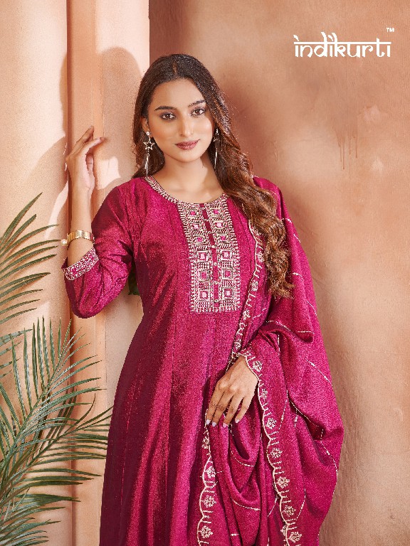Indikurti Zoya Wholesale Anarkali Ghera Kurti With Pant And Dupatta