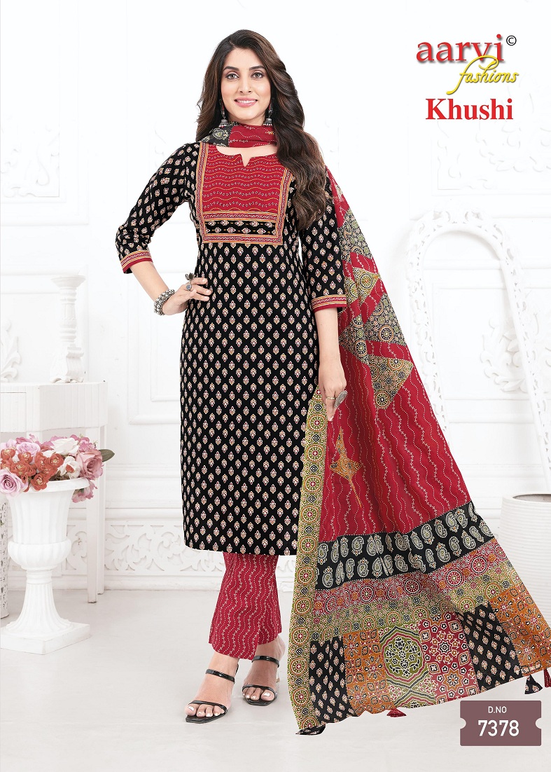 Aarvi Khushi Vol-1 Wholesale Ajrakh With Katha Work Readymade Suits