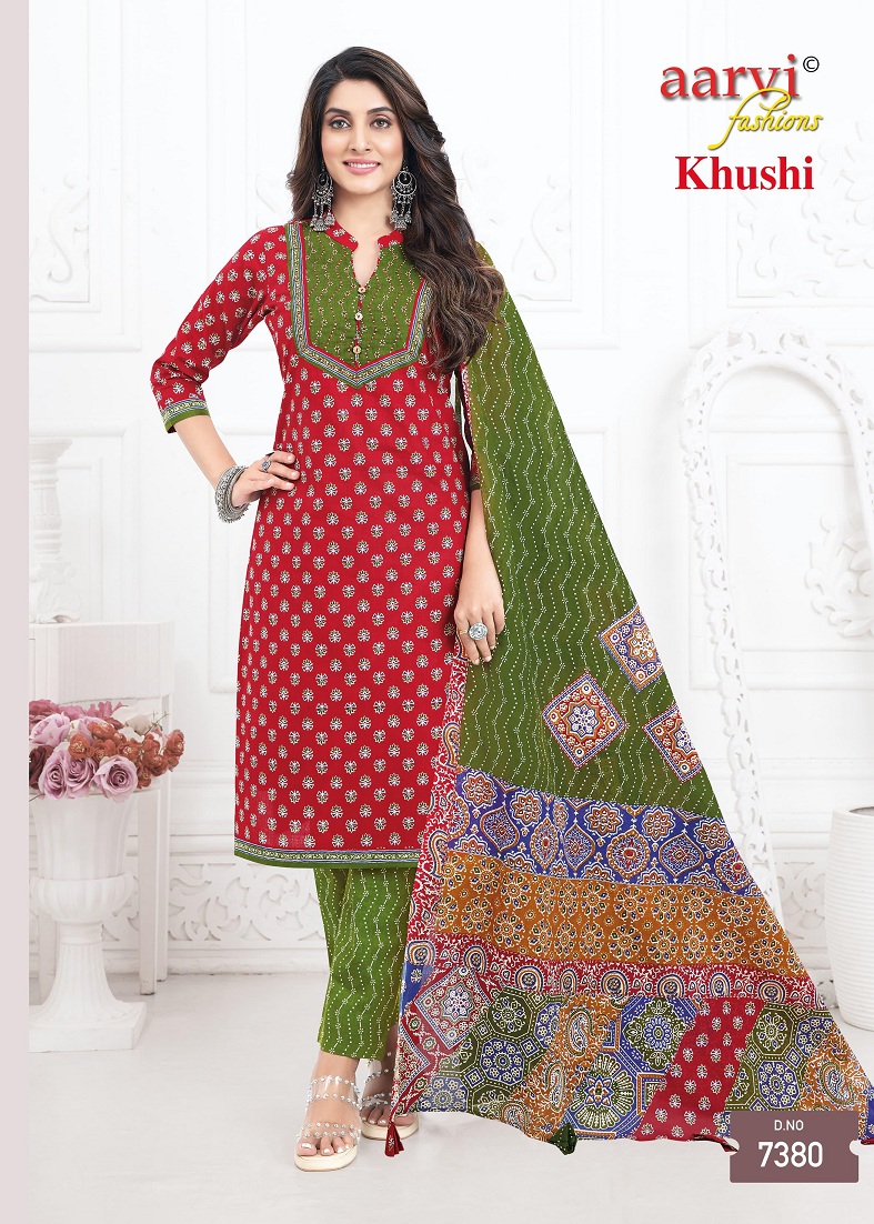 Aarvi Khushi Vol-1 Wholesale Ajrakh With Katha Work Readymade Suits