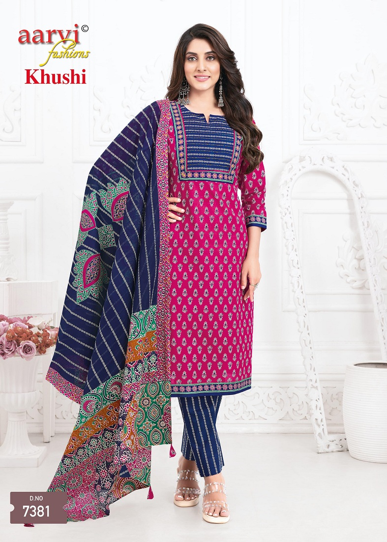 Aarvi Khushi Vol-1 Wholesale Ajrakh With Katha Work Readymade Suits