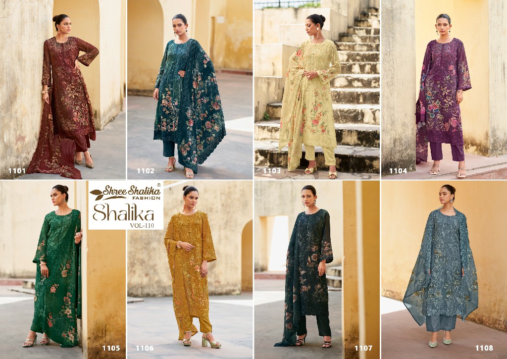 Shree Shalika Shalika Vol-110 Wholesale Pure Georgette Straight Salwar Suits