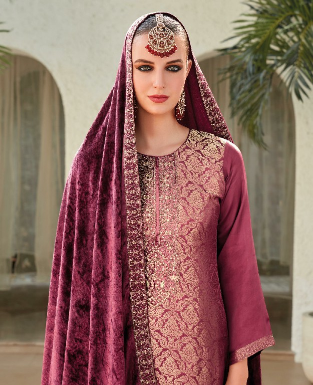 Ibiza Sadgi Wholesale Pure Gaji Silk With Neck Velvet Patch Winter Suits