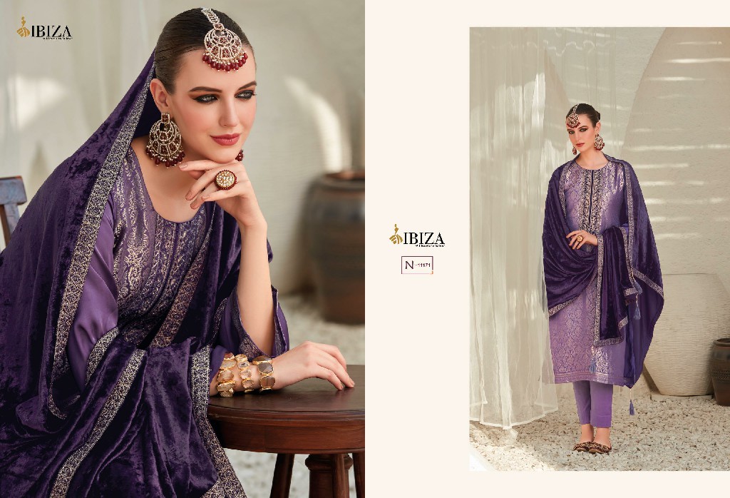 Ibiza Sadgi Wholesale Pure Gaji Silk With Neck Velvet Patch Winter Suits