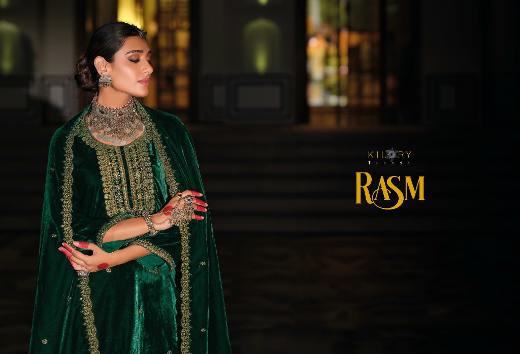 Kilory Rasm Wholesale Premium Velvet With Coding Work Winter Suits