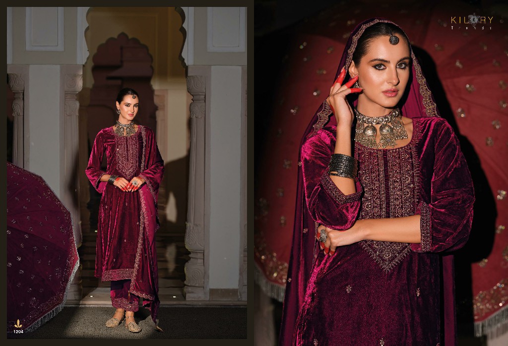 Kilory Rasm Wholesale Premium Velvet With Coding Work Winter Suits