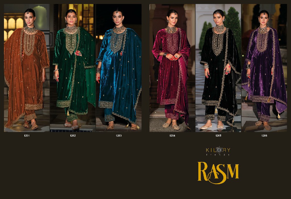 Kilory Rasm Wholesale Premium Velvet With Coding Work Winter Suits