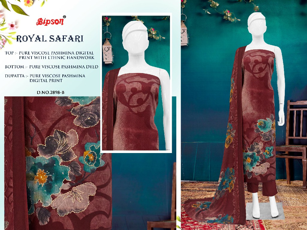 Bipson Royal Safari 2898 Wholesale Viscose Pashmina With Handwork Winter Suits