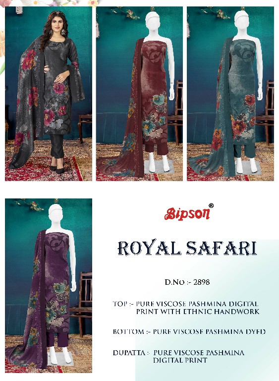 Bipson Royal Safari 2898 Wholesale Viscose Pashmina With Handwork Winter Suits