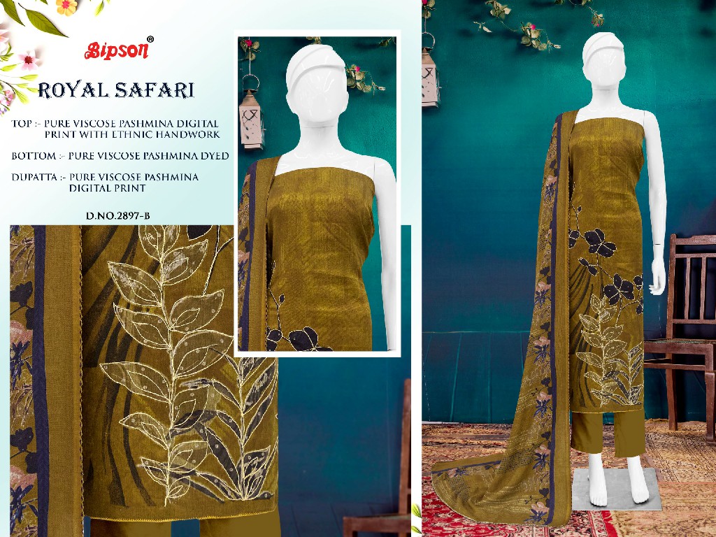 Bipson Royal Safari 2897 Wholesale Viscose Pashmina With Handwork Winter Suits