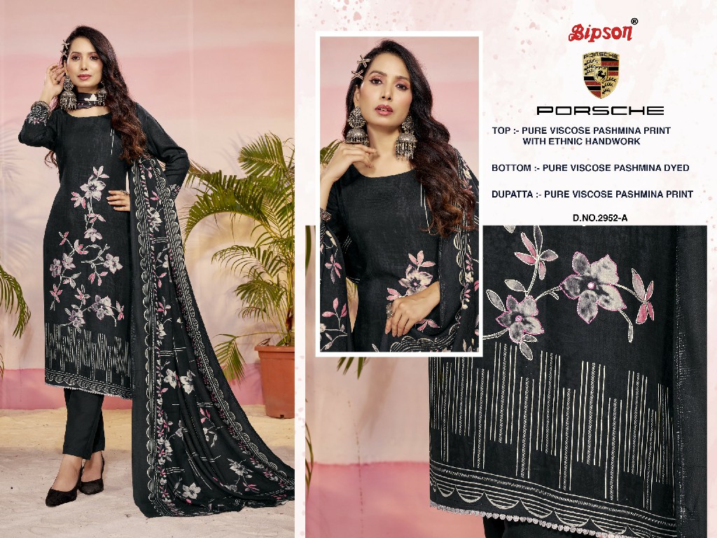 Bipson Porsche 2952 Wholesale Viscose Pashmina With Handwork Winter Dress Material