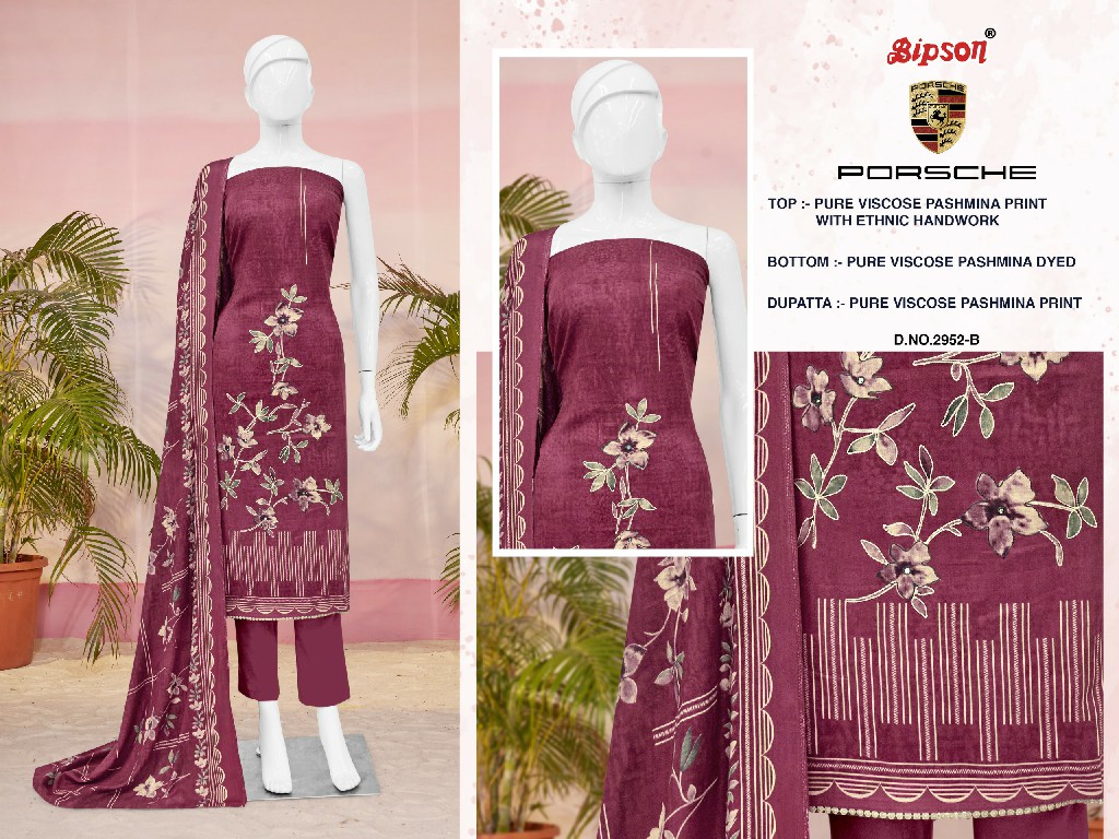 Bipson Porsche 2952 Wholesale Viscose Pashmina With Handwork Winter Dress Material