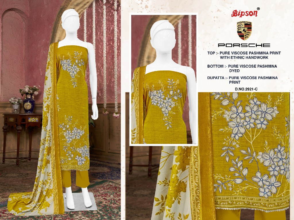 Bipson Porsche 2921 Wholesale Viscose Pashmina With Handwork Winter Dress Material