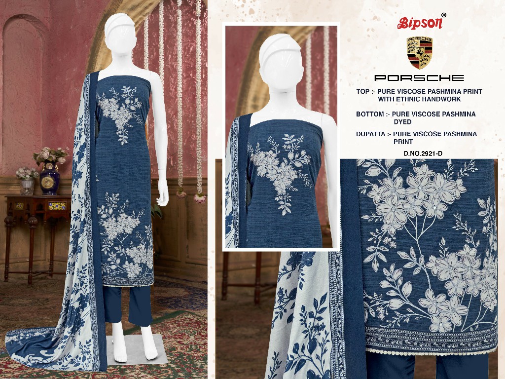 Bipson Porsche 2921 Wholesale Viscose Pashmina With Handwork Winter Dress Material