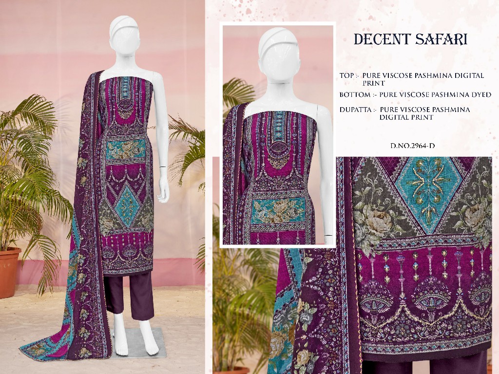 Bipson Decent Safari 2964 Wholesale Viscose Pashmina Winter Dress Material