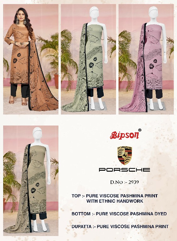 Bipson Porsche 2939 Wholesale Viscose Pashmina With Handwork Winter Dress Material