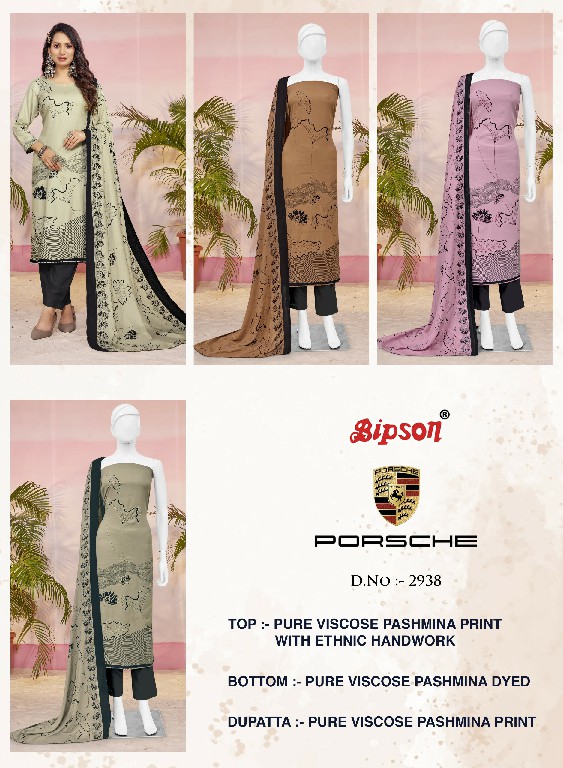 Bipson Porsche 2938 Wholesale Viscose Pashmina With Handwork Winter Dress Material