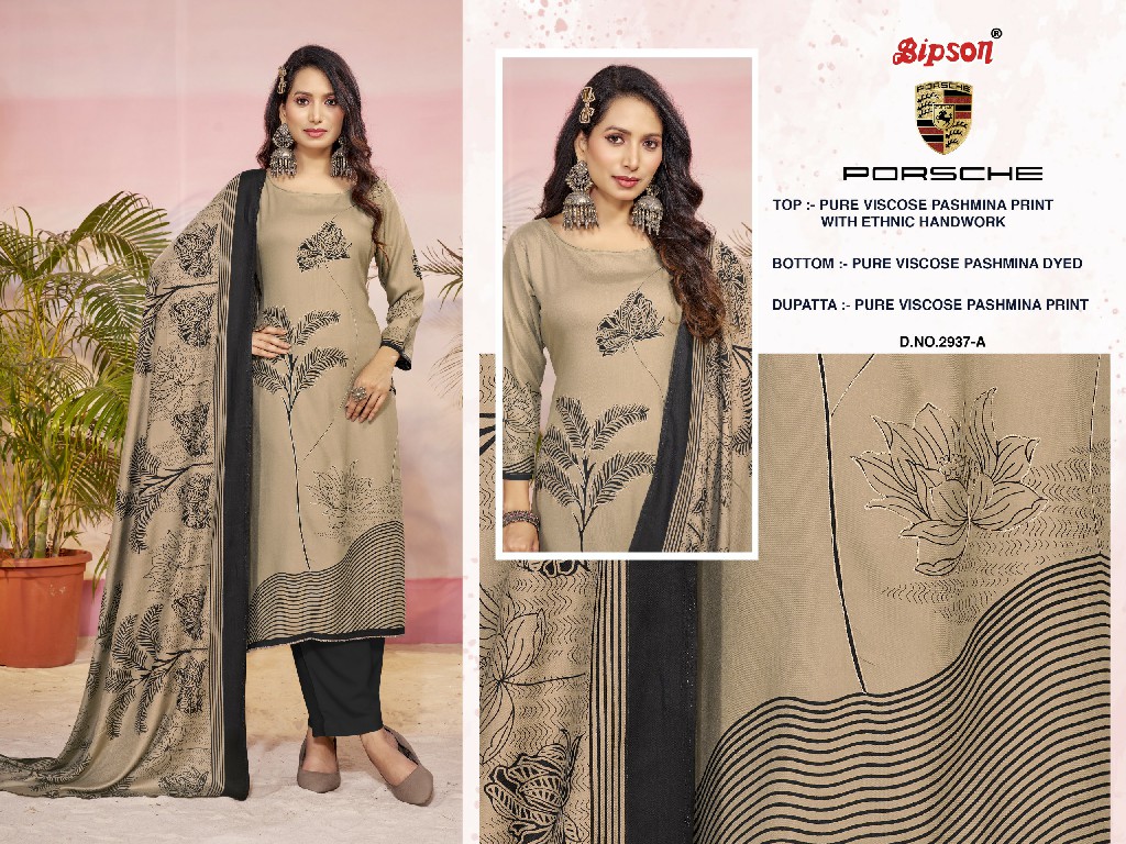 Bipson Porsche 2937 Wholesale Viscose Pashmina With Handwork Winter Dress Material