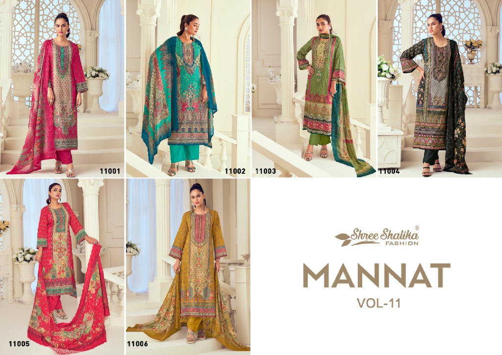 Shree Shalika Mannat Vol-11 Wholesale Cotton Lawn With Embroidery Work Suits