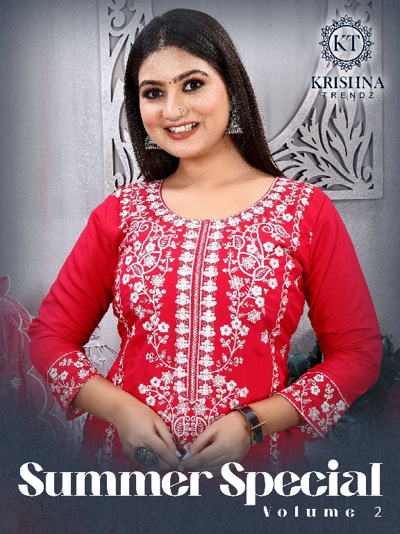 Krishna Trendz Summer Special Vol-2 Wholesale Roman Silk Kurti With Pant And Dupatta