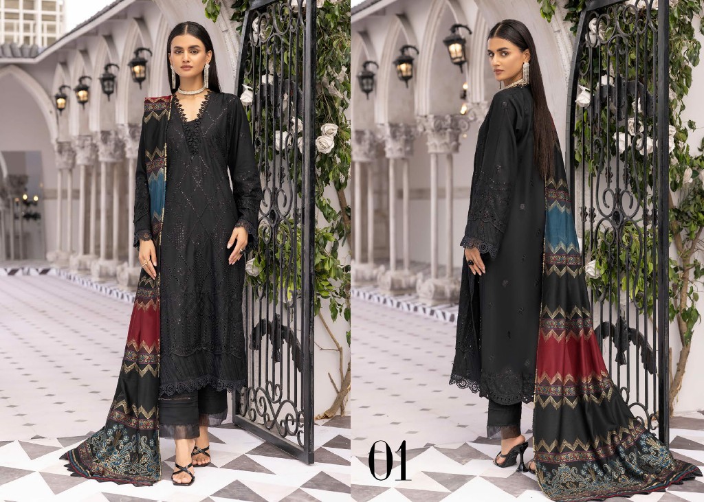 Aalaya Rangoli Vol-1 Premium Embroidered Dhanak Shirt With Fancy Tik Tok Pakistani Suits