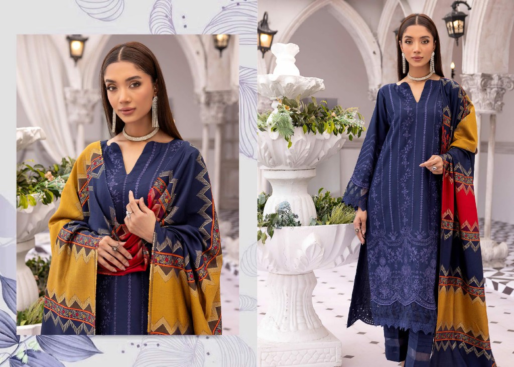 Aalaya Rangoli Vol-1 Premium Embroidered Dhanak Shirt With Fancy Tik Tok Pakistani Suits