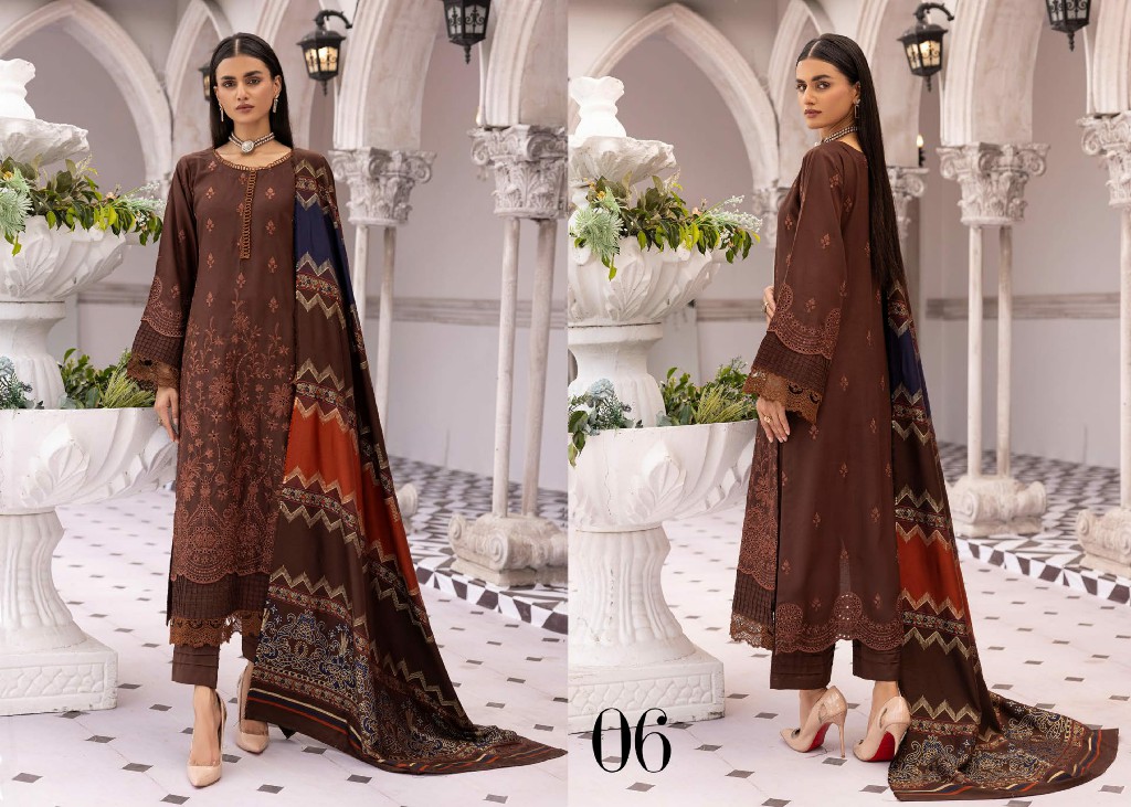 Aalaya Rangoli Vol-1 Premium Embroidered Dhanak Shirt With Fancy Tik Tok Pakistani Suits