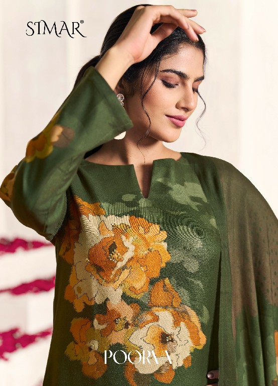 Glossy Simar Poorva Wholesale VIscose Pashmina With Handwork Winter Suits