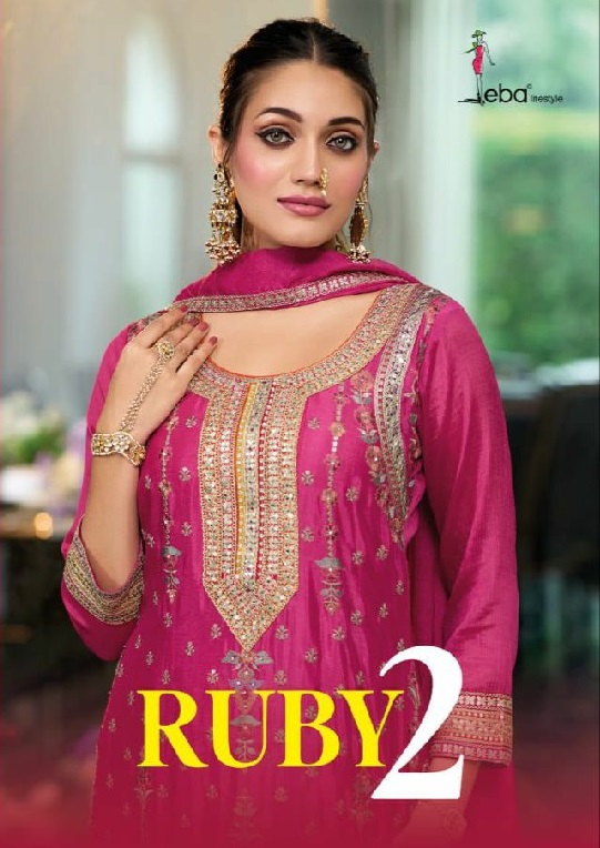 Eba Lifestyle Ruby Vol-2 Wholesale Heavy Chinon Fabrics Readymade Suits