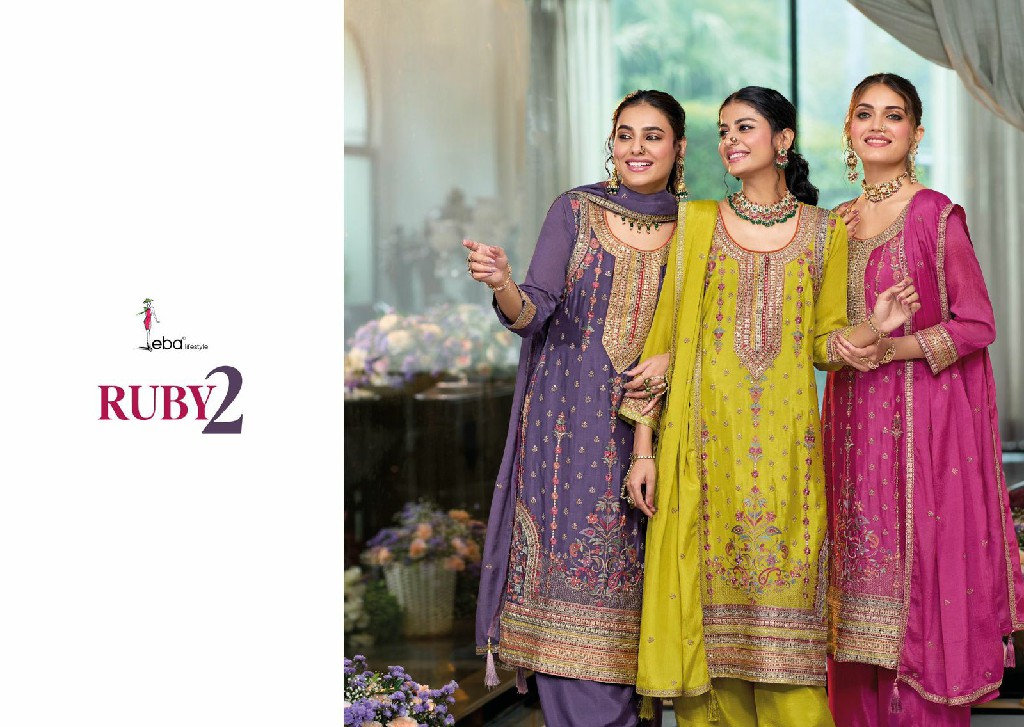 Eba Lifestyle Ruby Vol-2 Wholesale Heavy Chinon Fabrics Readymade Suits