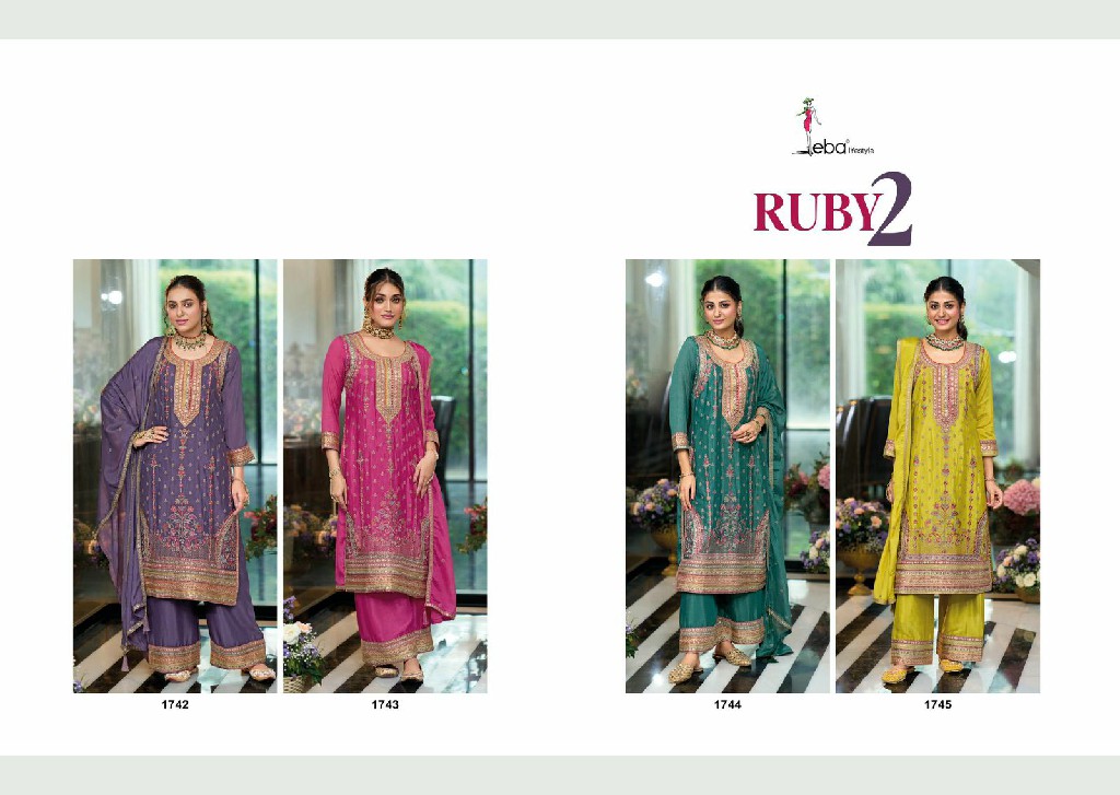Eba Lifestyle Ruby Vol-2 Wholesale Heavy Chinon Fabrics Readymade Suits
