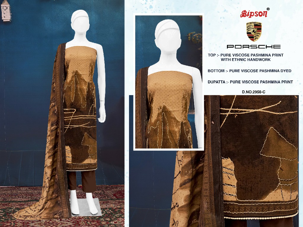 bipson prints porsche 2950 pashmina unique printed salwar suits