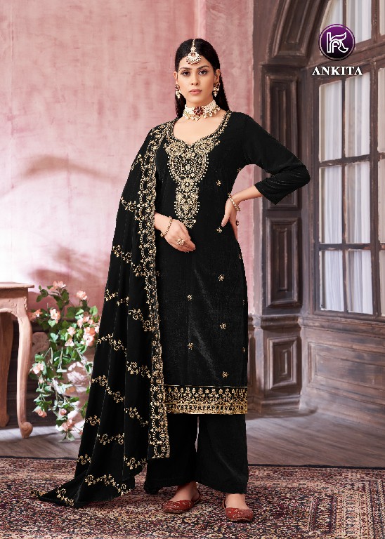 ankita by kala fashion embroidery winter special velvet salwar suits