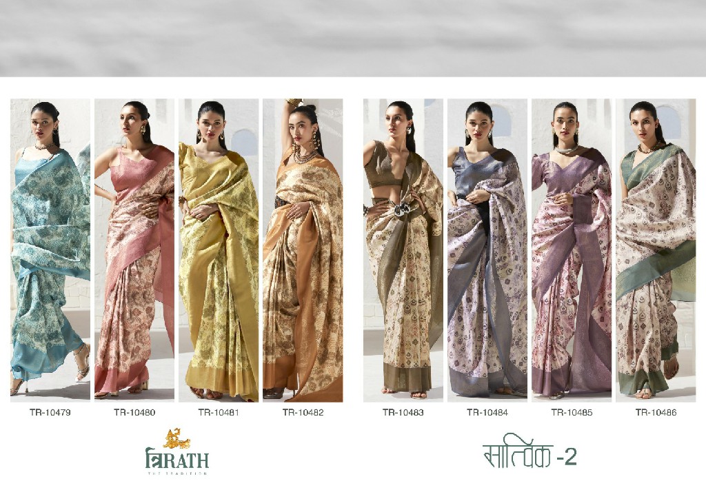 Trirath Satvik Vol-2 Wholesale Art Silk With Digital Printed Zari Border Sarees