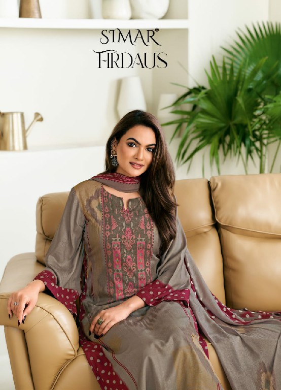 glossy Simar firdaus viscose pashmina print winter collection suits