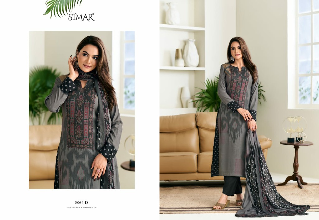glossy Simar firdaus viscose pashmina print winter collection suits