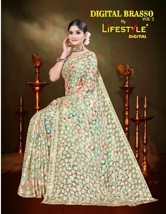 Lifestyle Digital Brasso Vol-2 Wholesale Ethnic Indian Sarees