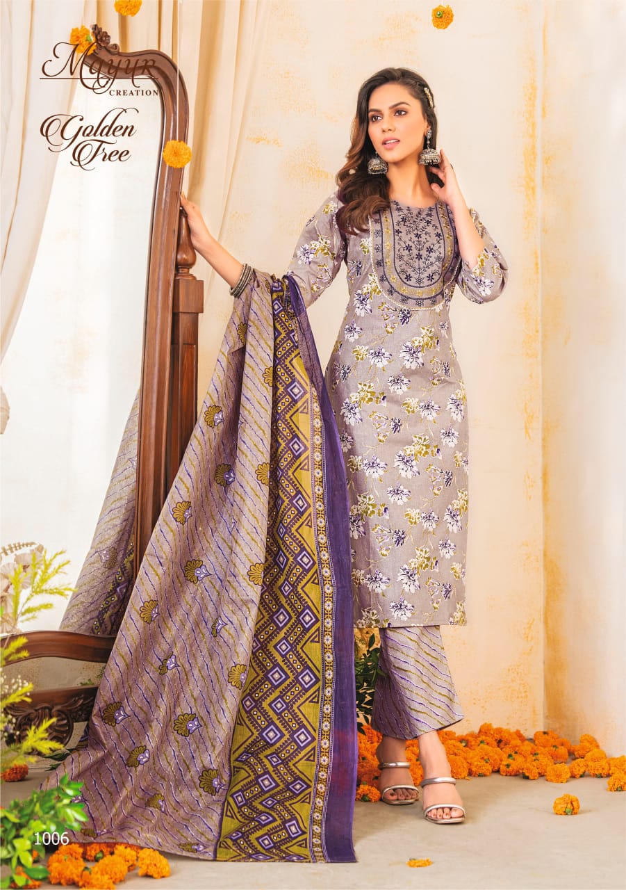 Mayur Golden Tree Wholesale Pure Cotton With Embroidery Work Readymade Suits