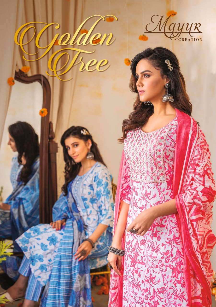 Mayur Golden Tree Wholesale Pure Cotton With Embroidery Work Readymade Suits