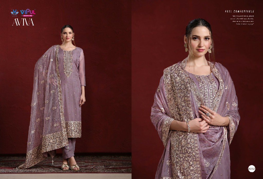 aviva by vipul fashion embroidery work soft organza 3pcs dress