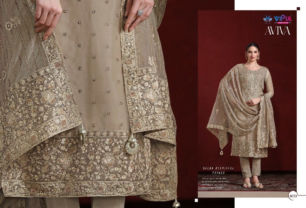 aviva by vipul fashion embroidery work soft organza 3pcs dress