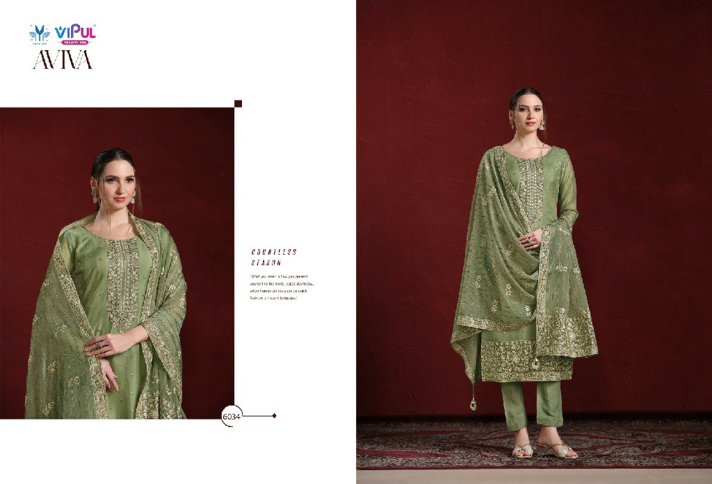 aviva by vipul fashion embroidery work soft organza 3pcs dress
