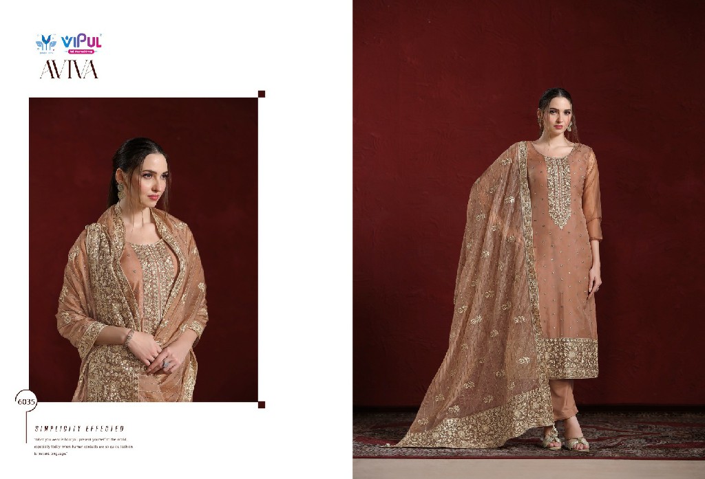 aviva by vipul fashion embroidery work soft organza 3pcs dress