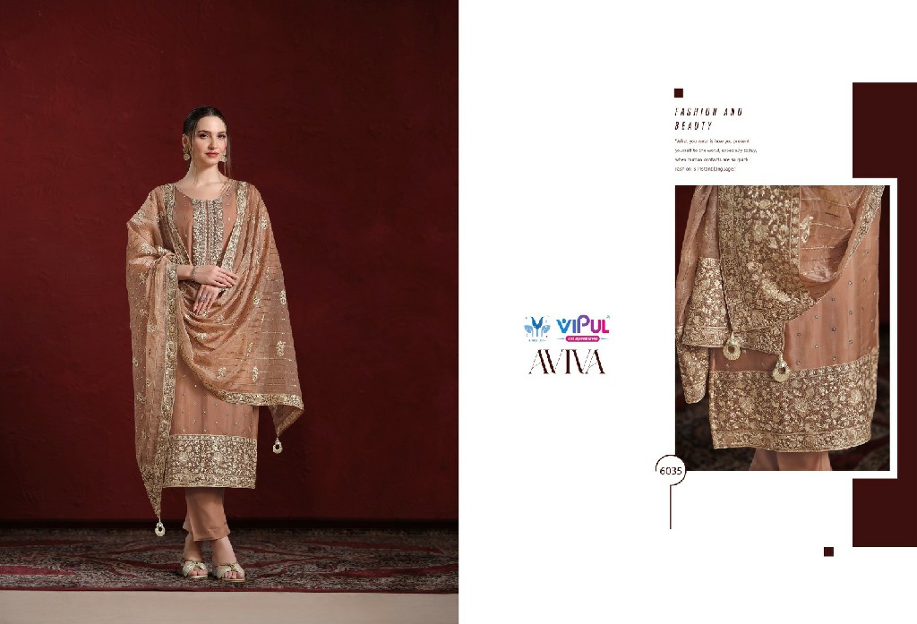 aviva by vipul fashion embroidery work soft organza 3pcs dress