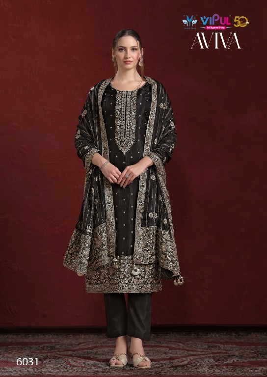 aviva by vipul fashion embroidery work soft organza 3pcs dress