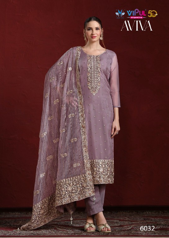 aviva by vipul fashion embroidery work soft organza 3pcs dress