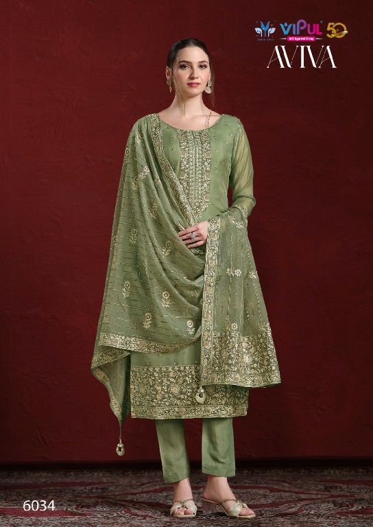 aviva by vipul fashion embroidery work soft organza 3pcs dress